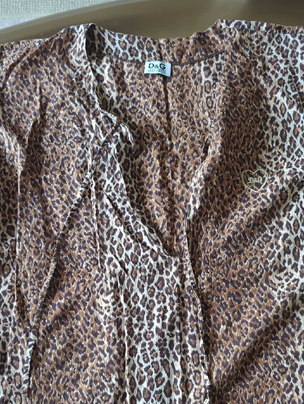 D&G Leopard Print Silk Top in Brown & Cream